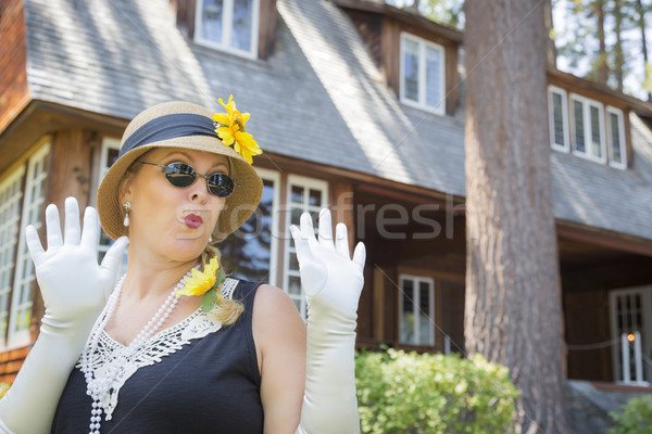 Attractive Woman in Twenties Outfit Near Antique House Stock photo © feverpitch