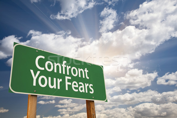 Confront Your Fears Green Road Sign Stock photo © feverpitch