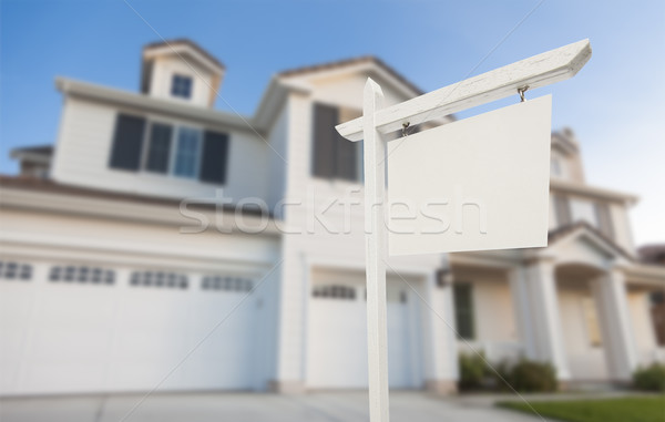 Blank Real Estate Sign in Front of New House  Stock photo © feverpitch