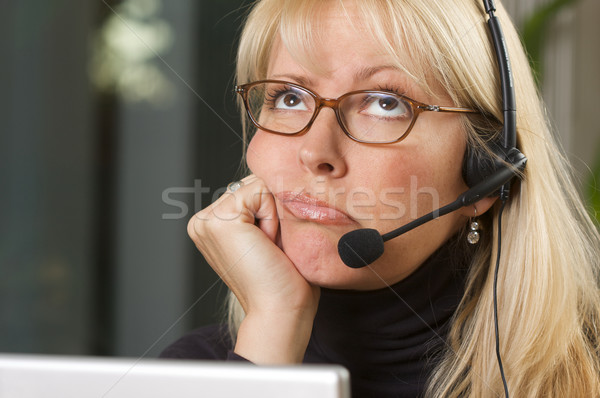 Stock photo: Attractive Businesswoman with Phone Headset