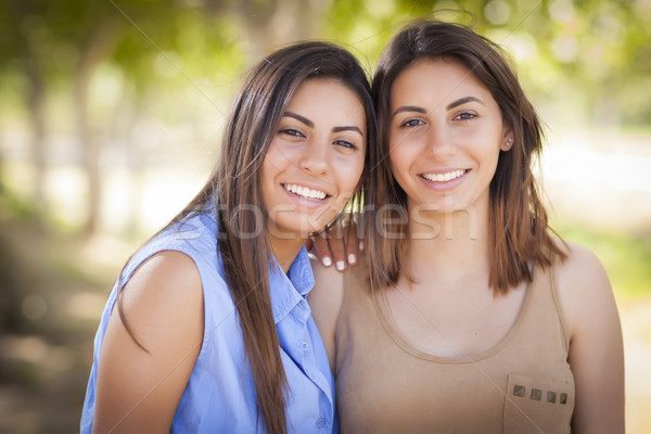 Zwei twin Schwestern Porträt schönen Stock foto © feverpitch
