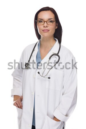 Mixed Race Female Nurse or Doctor Wearing Scrubs and Stethoscope Stock photo © feverpitch