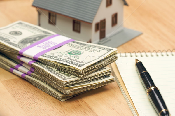 Ház pénz toll papír otthon pénz Stock fotó © feverpitch