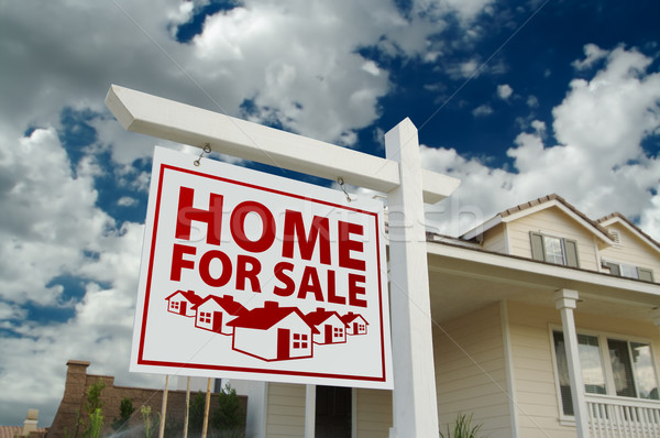 Red Home For Sale Real Estate Sign and House Stock photo © feverpitch