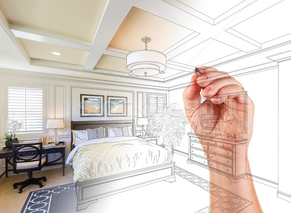 Hand Drawing Custom Master Bedroom Design With Gradation Reveali Stock photo © feverpitch