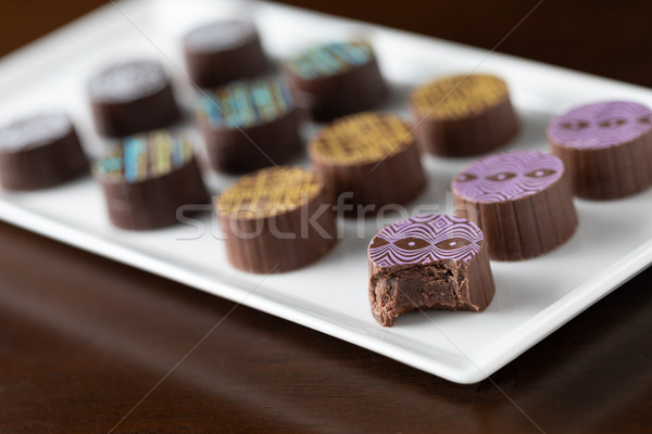 Csokoládé cukorka szervírozó tál étel doboz Stock fotó © feverpitch