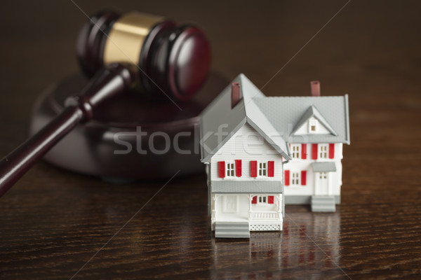 Gavel and Small Model House on Table Stock photo © feverpitch