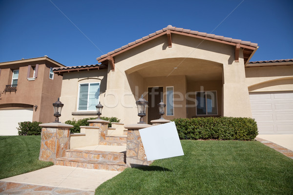 Stock photo: Blank Real Estate Sign and New Home