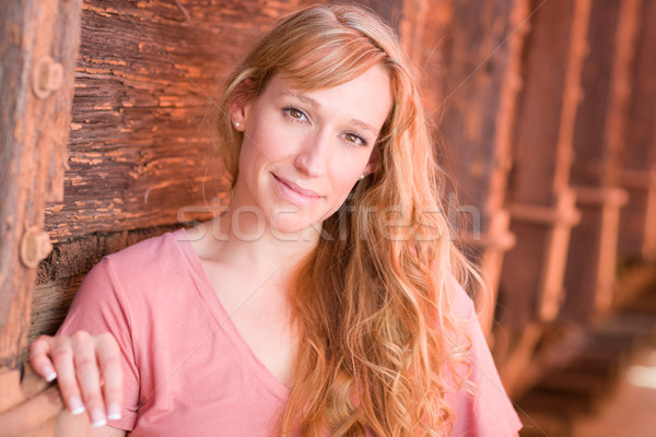 Outdoor Portrait of Young Adult Brown Eyed Woman. Stock photo © feverpitch
