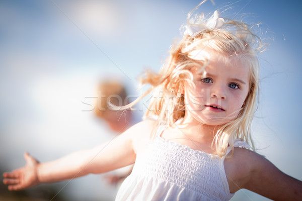 Adorable Blue Eyed Girl Playing Outside Stock photo © feverpitch