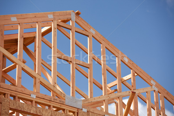 Absztrakt otthon építkezés új otthon ház fa Stock fotó © feverpitch