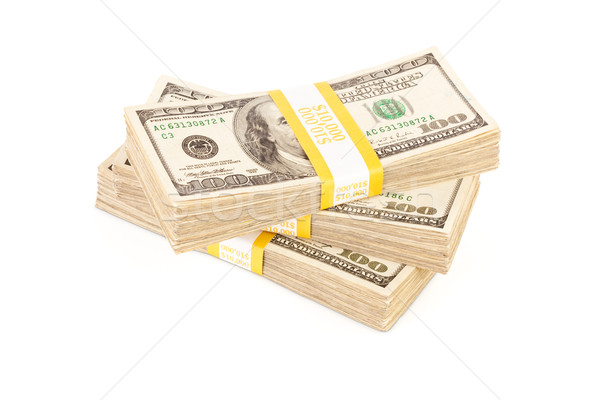 Stacks of One Hundred Dollar Bills Isolated Stock photo © feverpitch
