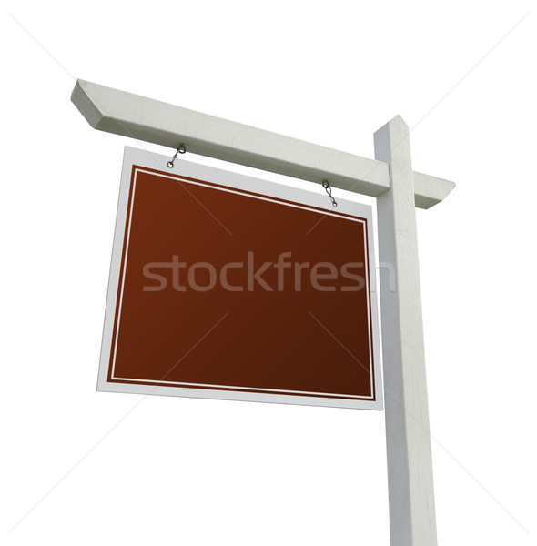 Stock photo: Blank Red Real Estate Sign on White