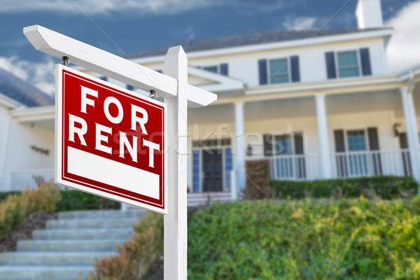 Left Facing For Rent Real Estate Sign In Front of House. Stock photo © feverpitch
