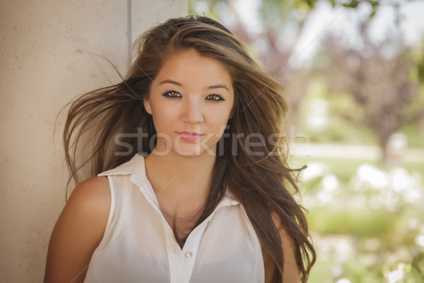 Atrakcyjny dziewczyna portret odkryty kobieta Zdjęcia stock © feverpitch