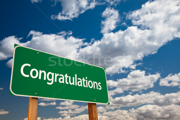Congratulations Green Road Sign with Sky Stock photo © feverpitch