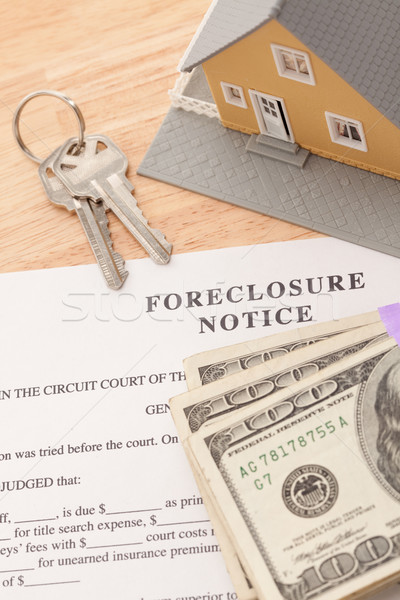 Foreclosure Notice, Home, House Keys and Stack of Money Stock photo © feverpitch