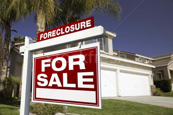 Uitsluiting verkoop onroerend teken huis home Stockfoto © feverpitch