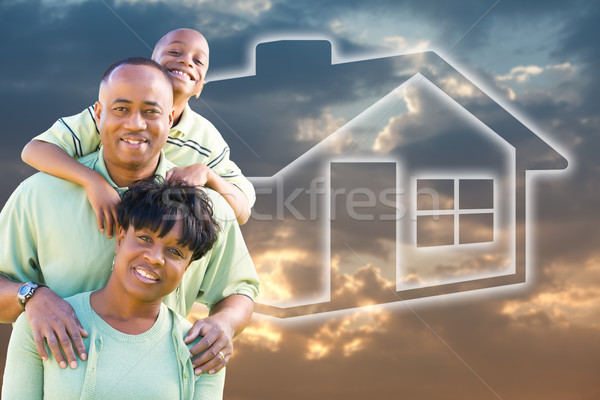 Family Over Clouds, Sky and House Icon Stock photo © feverpitch