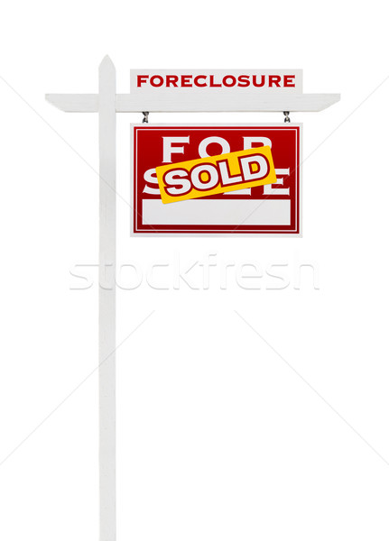Right Facing Foreclosure Sold For Sale Real Estate Sign Isolated Stock photo © feverpitch