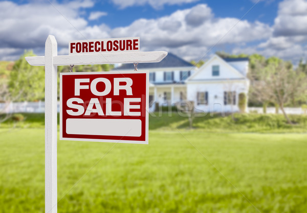 Foreclosure Home For Sale Sign in Front of Large House Stock photo © feverpitch