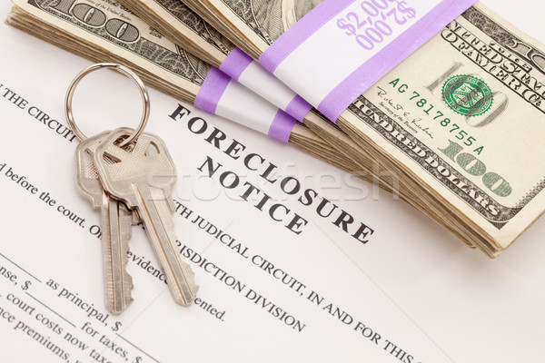 House Keys, Stack of Money and Foreclosure Notice Stock photo © feverpitch