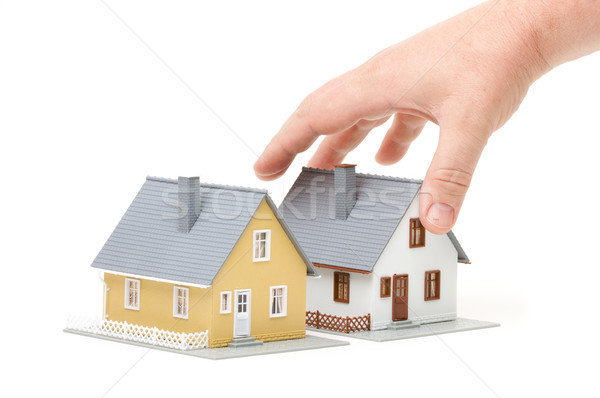 Választ otthon férfi kéz ház izolált Stock fotó © feverpitch