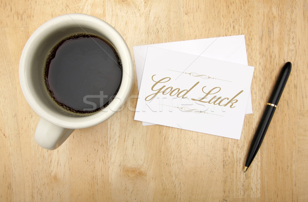 Good Luck Note Card, Pen and Coffee Stock photo © feverpitch