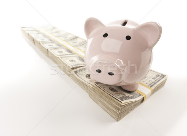 ストックフォト: ピンク · 貯金 · お金 · ドル · 孤立した