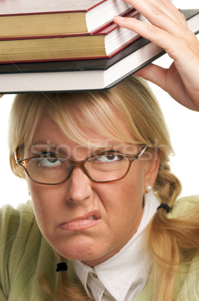 魅力のある女性 図書 孤立した 白 学生 教育 ストックフォト © feverpitch