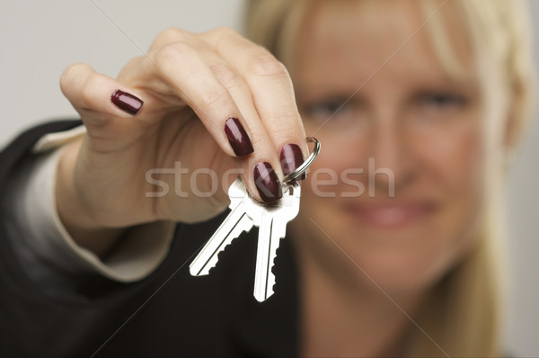 Foto stock: Mulher · teclas · feminino · estreito · mão