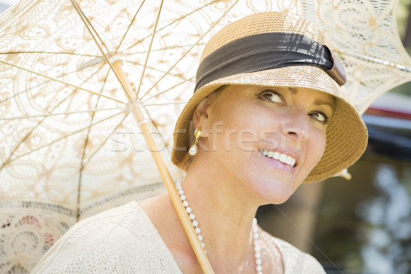 1920s Dressed Girl with Parasol Portrait Stock photo © feverpitch