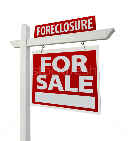 Foreclosure Real Estate Sign Isolated - Right Stock photo © feverpitch