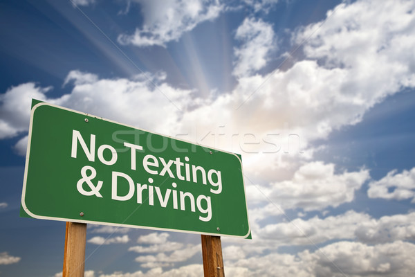 No Texting and Driving Green Road Sign Stock photo © feverpitch