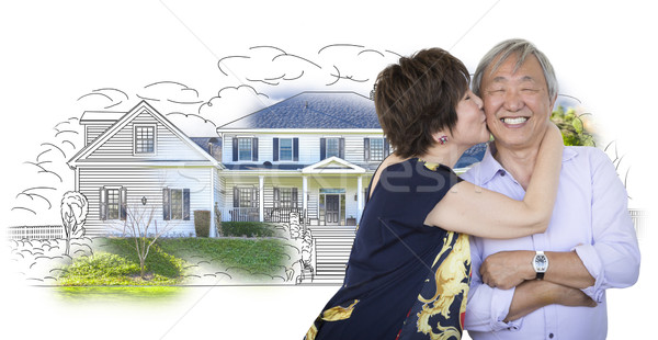 Foto stock: Altos · chino · Pareja · casa · boceto · foto