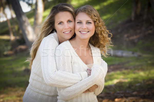 Pretty Mother and Daughter Portrait in Park Stock photo © feverpitch