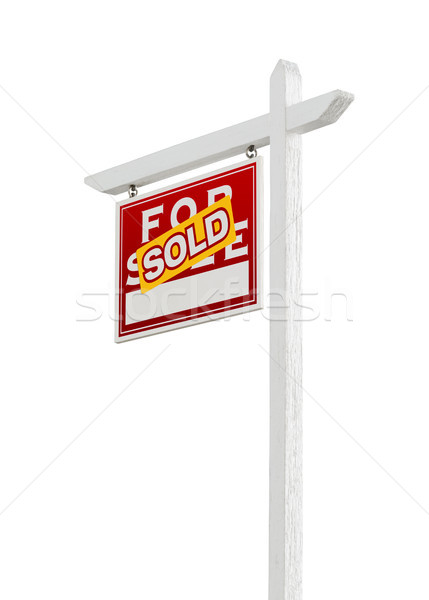 Left Facing Sold For Sale Real Estate Sign Isolated on a White B Stock photo © feverpitch