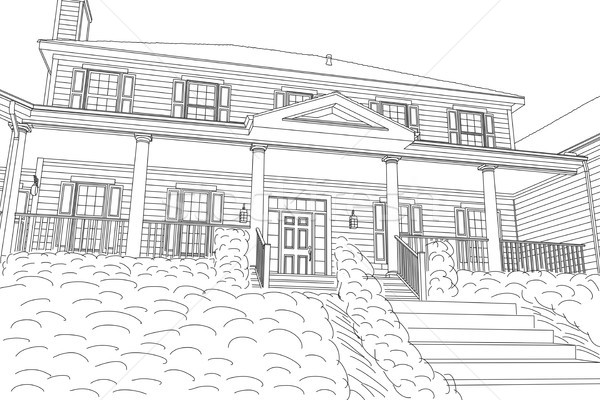 Mooie gewoonte huis tekening witte gebouw Stockfoto © feverpitch