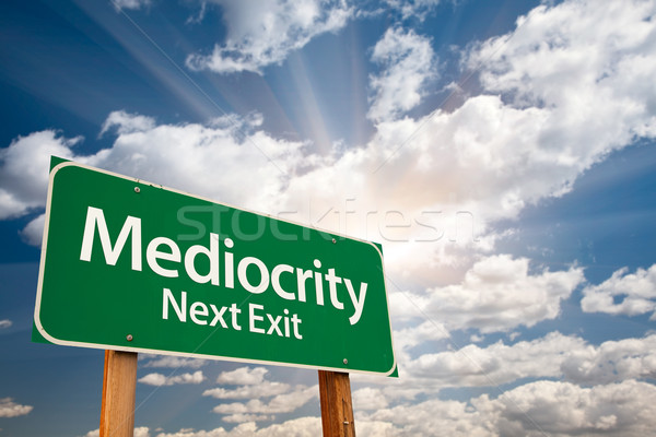 Mediocrity Green Road Sign and Clouds Stock photo © feverpitch