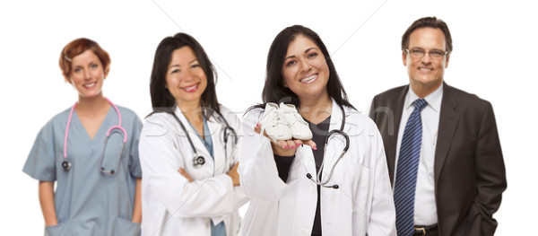 Foto stock: Hispânico · feminino · médico · enfermeira · apoiar