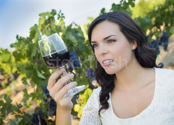 Mulher vidro vinho vinha Foto stock © feverpitch