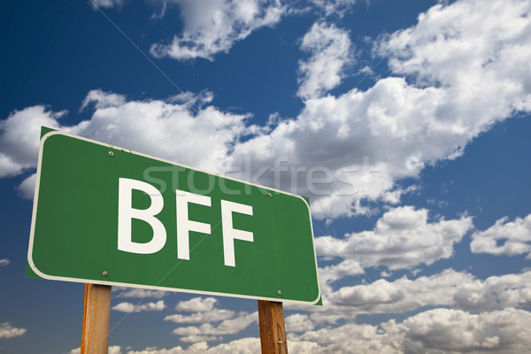 BFF Green Road Sign Over Sky Stock photo © feverpitch