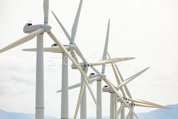 Dramatic Wind Turbine Farm in the Desert of California. Stock photo © feverpitch