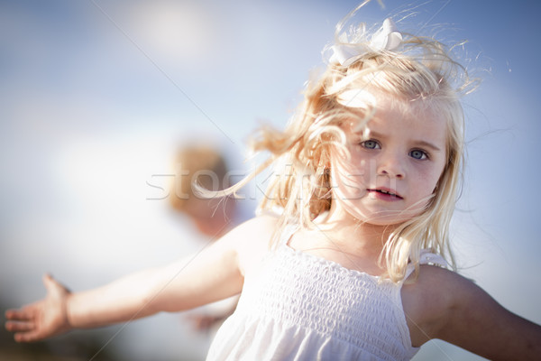 Adorable Blue Eyed Girl Playing Outside Stock photo © feverpitch
