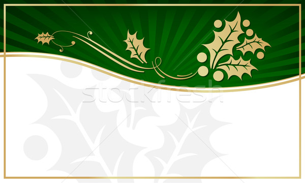 Green and Gold Holly Adorned Gift Tag Stock photo © feverpitch