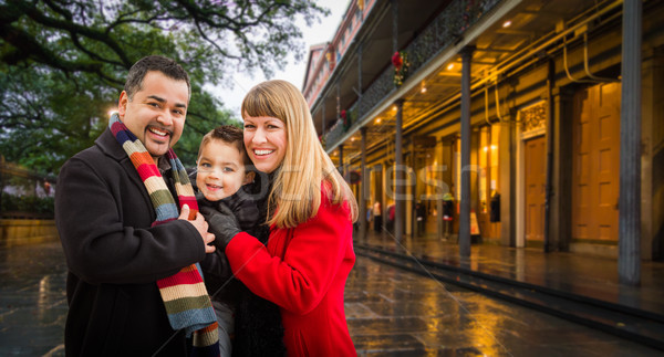 Happy Young Mixed Race Family Enjoying an Evening in New Orleans Stock photo © feverpitch