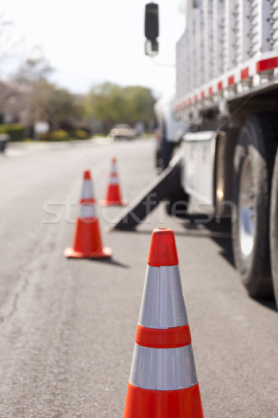 Orange Hazard Safety Cones and Work Truck Stock photo © feverpitch