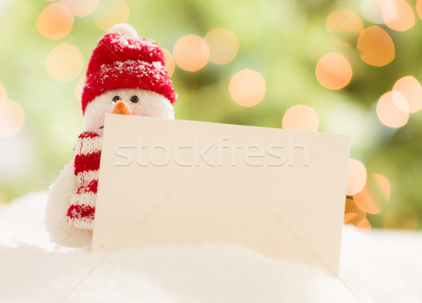 [[stock_photo]]: Cute · bonhomme · de · neige · blanche · carte · résumé · écharpe