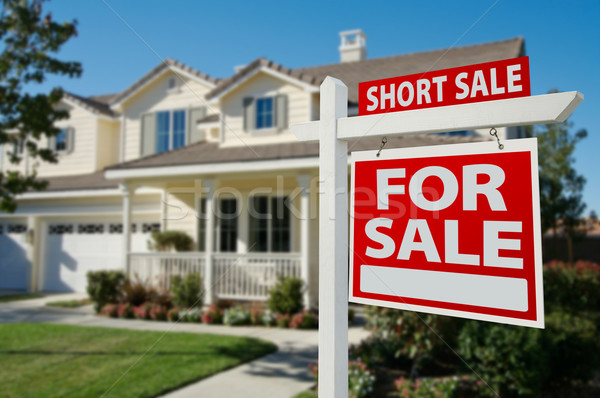 Short Sale Real Estate Sign and House Stock photo © feverpitch
