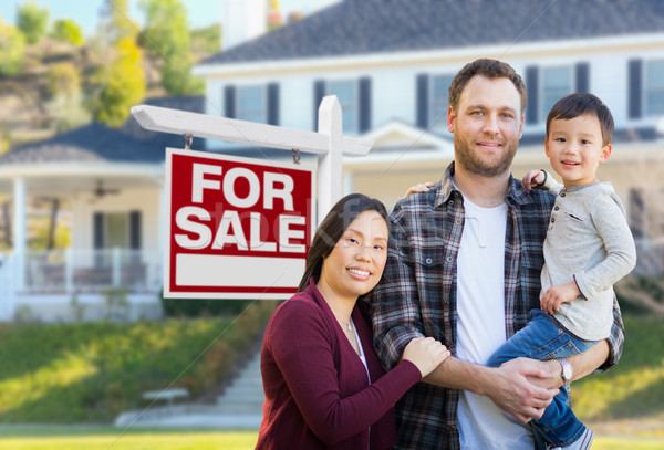 Stockfoto: Halfbloed · chinese · kaukasisch · ouders · kind · huis